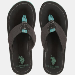 U.S. Polo Assn. Men Black Solid Thong Flip-Flops